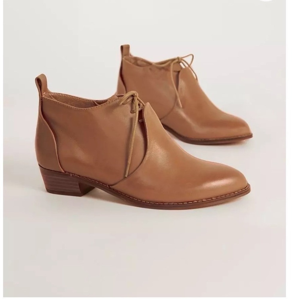 Kelsi Dagger Brooklyn Tan Leather Lace Up Ankle Boots Women's Size Oxford 9.5